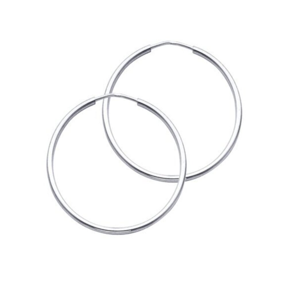 14k White Gold 1.5mm Endless Hoop Earrings 25mm